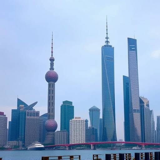 Skyline di Shanghai con grattacieli moderni